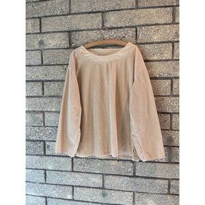 J. Jill Womens Tan Corduroy Velour Pullover Top L Loose Fit